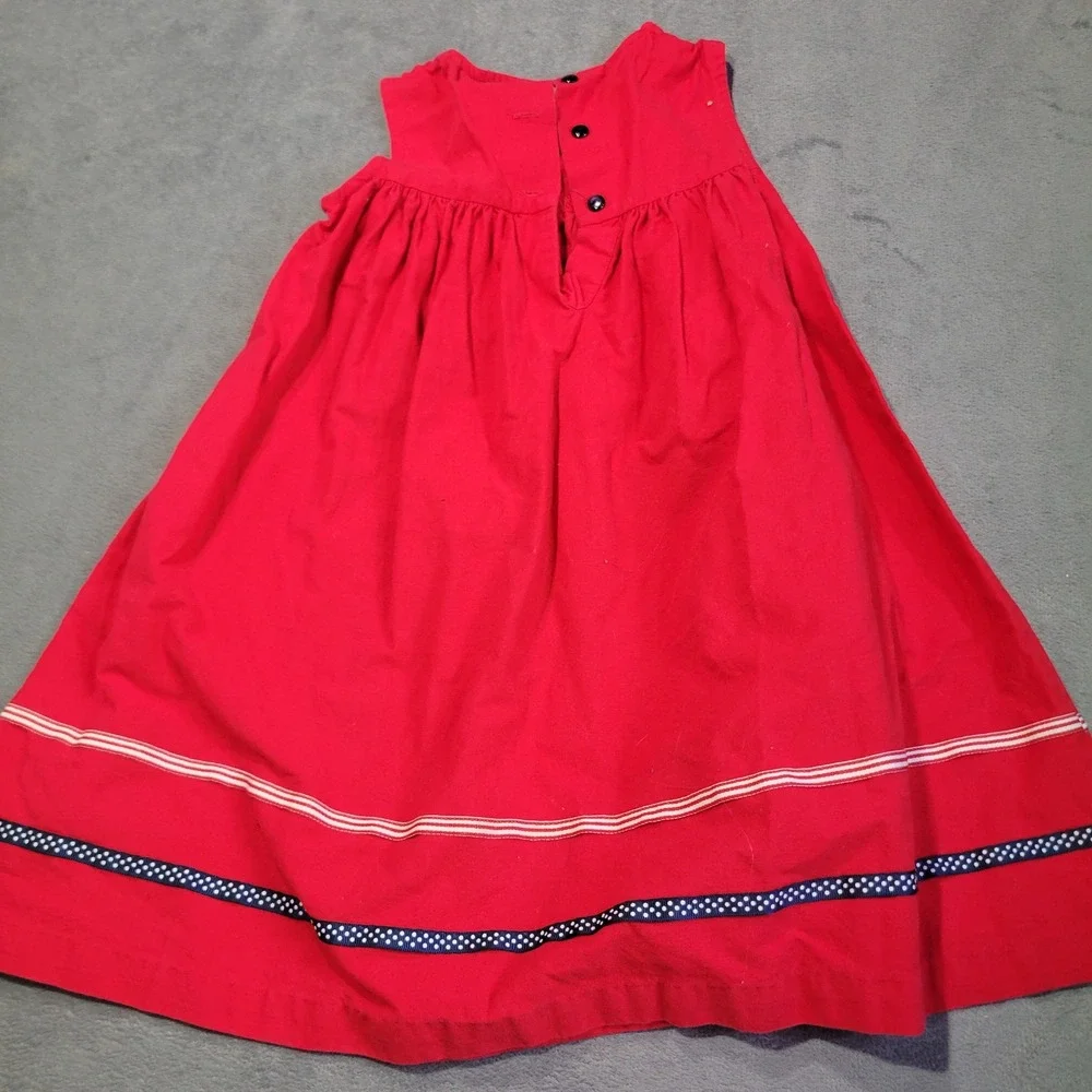 Bonnie Jean Dress‎ Girls Size 5 Red Nautical Polka Dot Bow Patriotic M36880
